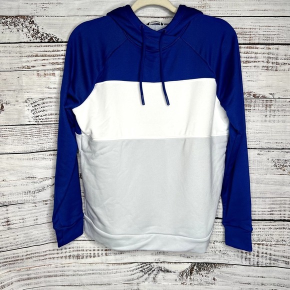 Under Armour Women's Blue Color Block Terry Fleece Hoodie Med NWT - Picture 1 of 3